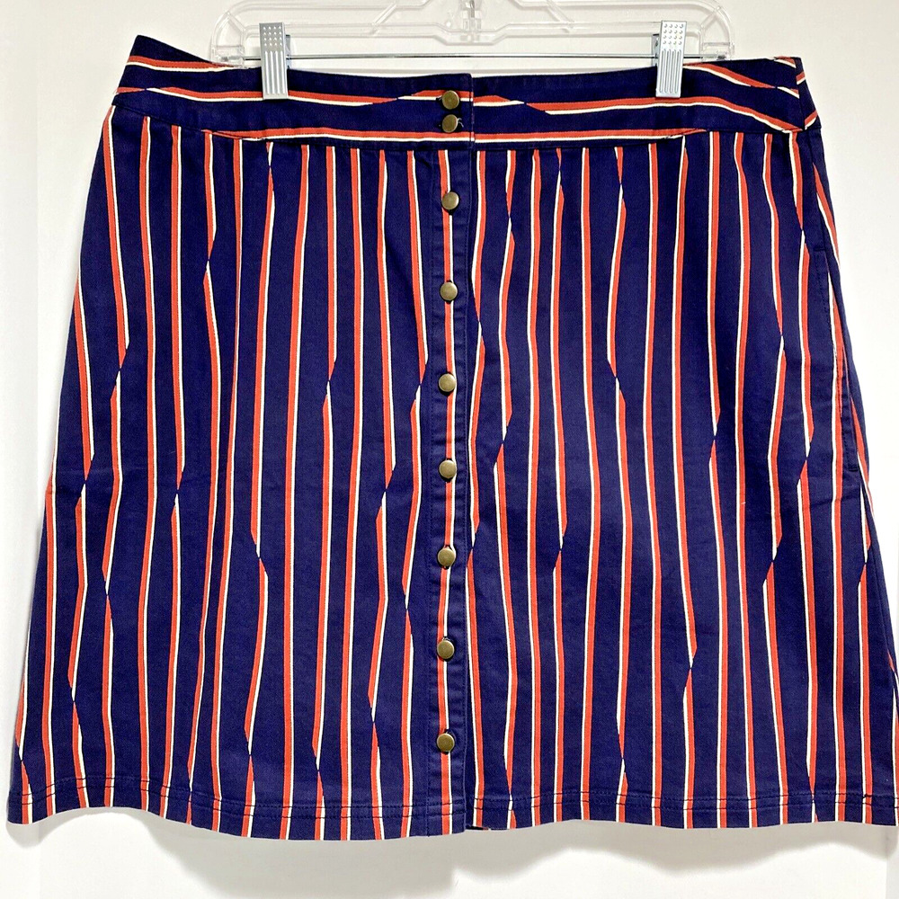 Hanna Andersson Love Hanna retro denim skirt size 16 button front red white blue